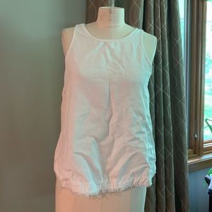 White distressed denim tank